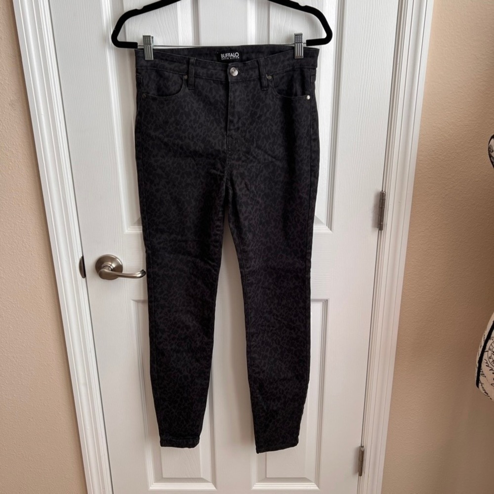Buffalo David Bitton High‎ Rise Hanna Skinny Jeans Leopard Print Black Size 27/4